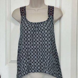 Cure Womens Rayon Black White Print Tank Size Small Geometric Straps